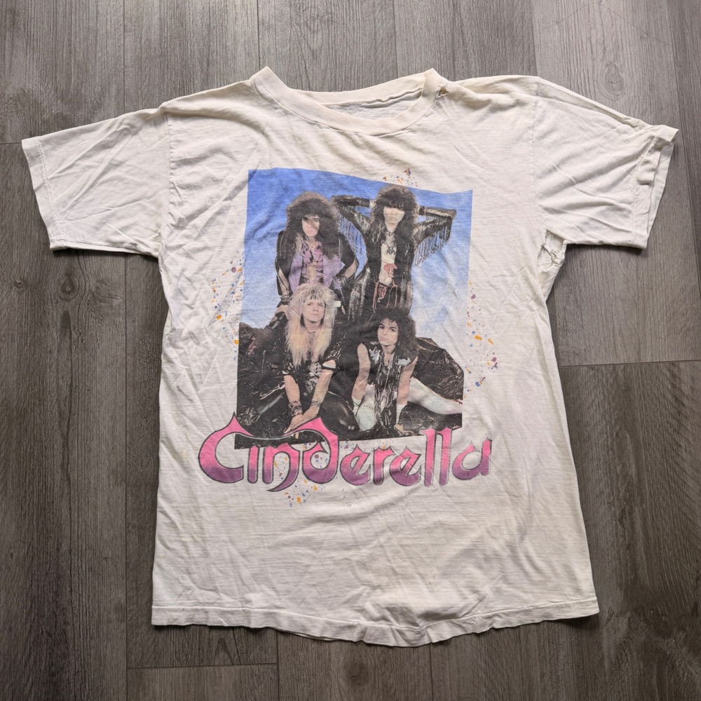 Vintage Rare 1987 Cinderella Night Songs World Tour Band Tee Group Photo Large